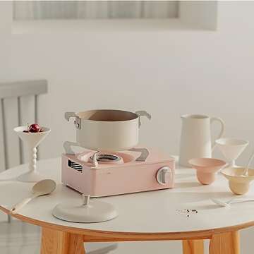 Dr.HOWS Twinkle Mini Camping Stove Burner - Portable Butane Stove for Camping - Single Burner Camp Stove with Carrying Case (PINK)