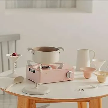 Dr.HOWS Twinkle Mini Camping Stove Burner - Portable Butane Stove for Camping - Single Burner Camp Stove with Carrying Case (PINK)