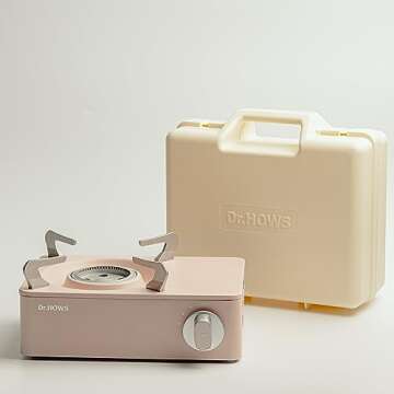 Dr.HOWS Twinkle Mini Camping Stove Burner - Portable Butane Stove for Camping - Single Burner Camp Stove with Carrying Case (PINK)