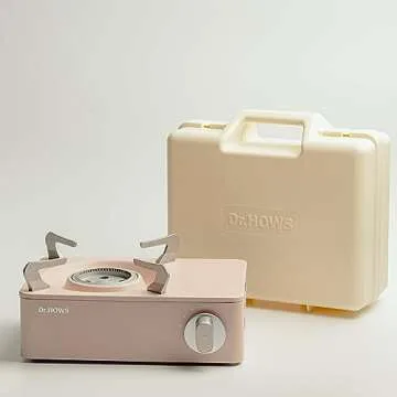 Dr.HOWS Twinkle Mini Camping Stove Burner - Portable Butane Stove for Camping - Single Burner Camp Stove with Carrying Case (PINK)