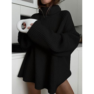 LILLUSORY Turtleneck Oversized Chunky Sweater for Women