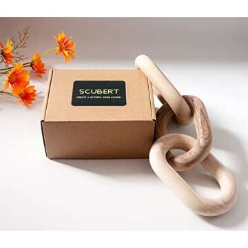 SCUBERT - 3 Link Wood Knot for Home Decoration,Wood Chain Link Decor,Decorations for Living Room, Ru...