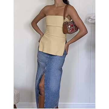 MISSACTIVER Women Sexy Zipper Side Tube Top for Stylish Looks