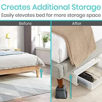 Vive Bed Risers - 3, 5 & 8 Inch Heavy Duty Stackable Risers - Furniture Lifts Risers for Couch, Table, Desk, Chair & Dorm Risers for Bed Frame - Leg Elevator, Height Extender Platform Blocks