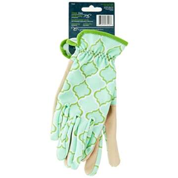 Digz Planter Pro Women's Gardening Gloves and Work Gloves with Touch Screen Compatible Fingertips, Geometric Pattern, Medium,Beige