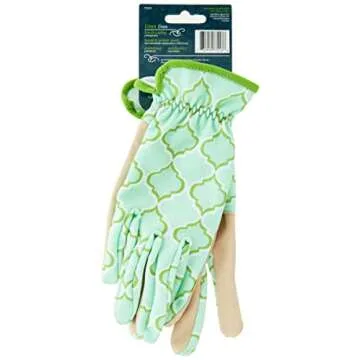 Digz Planter Pro Women's Gardening Gloves and Work Gloves with Touch Screen Compatible Fingertips, Geometric Pattern, Medium,Beige