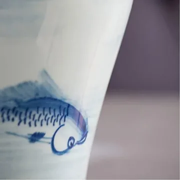 A&B Home Blue & White Porcelain Koi Ginger Jar with Lid,D9.5x19 inch