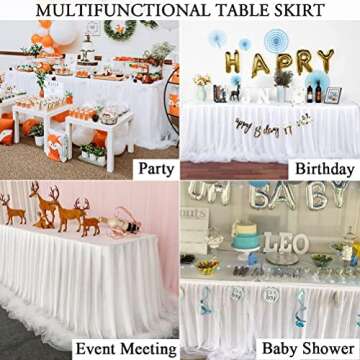 9ft White Tulle Table Skirt for Elegant Table Decor
