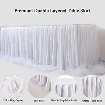 9ft White Tulle Table Skirt for Elegant Table Decor