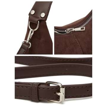 Suede Crescent Bag Women 2025 Retro Suede Slouchy Bag Fall Work Handbag Shoulder Bag Slouchy Tote Underarm Purse