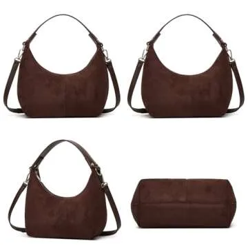 Suede Crescent Bag Women 2025 Retro Suede Slouchy Bag Fall Work Handbag Shoulder Bag Slouchy Tote Underarm Purse