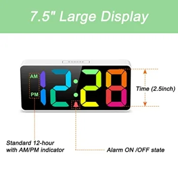 Welgo 7.5" Dimmable Digital Alarm Clock for All Ages