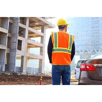 SULWZM High Visibility Reflective Safety Vest with Zipper and Pockets Orange,L