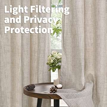 Stylish YoungsTex Natural 72 Inch Linen Curtains for Home