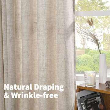 Stylish YoungsTex Natural 72 Inch Linen Curtains for Home