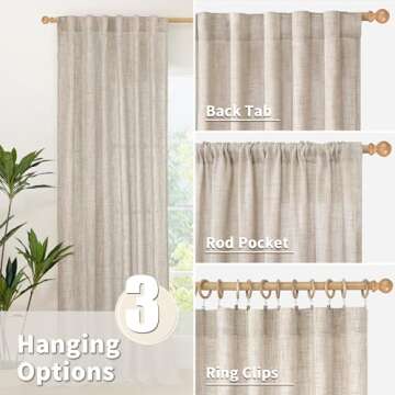 Stylish YoungsTex Natural 72 Inch Linen Curtains for Home