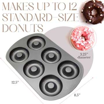 Bellemain Premiere Donut Pan for Baking | Nonstick 12.5 x 8.5” Doughnut Pan with 6-Doughnut Molds ...