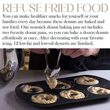 Bellemain Premiere Donut Pan for Baking | Nonstick 12.5 x 8.5” Doughnut Pan with 6-Doughnut Molds | Steel Donut Trays | Make Perfect Bagels and Cake Donuts (2)