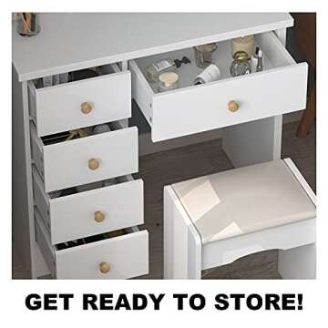Elegant FAMAPY Makeup Vanity Set with Large Storage