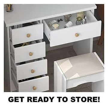 Elegant FAMAPY Makeup Vanity Set with Large Storage