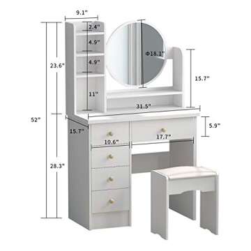 Elegant FAMAPY Makeup Vanity Set with Large Storage