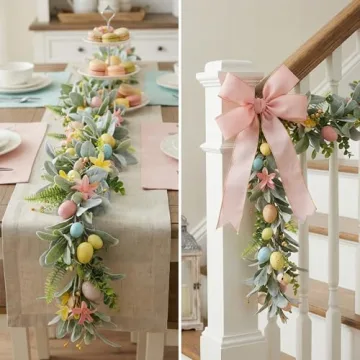 6ft Easter Garland with Colorful Spring Decor for Homes