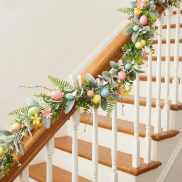 6ft Easter Garland with Colorful Spring Decor for Homes