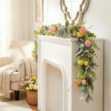 6ft Easter Garland with Colorful Spring Decor for Homes