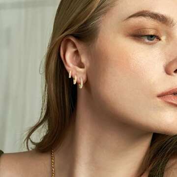 Small Gold Hoop Earrings Set - Hypoallergenic 9 Pairs