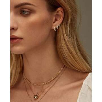 Small Gold Hoop Earrings Set - Hypoallergenic 9 Pairs