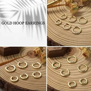 Small Gold Hoop Earrings Set - Hypoallergenic 9 Pairs