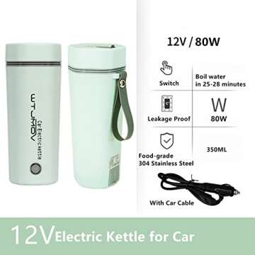 WTJMOV 12V Car Electric Travel Kettle – Portable & Multi-Function
