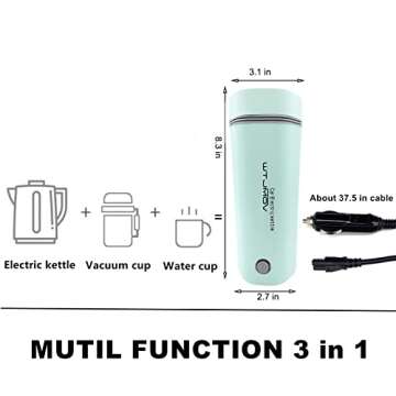 WTJMOV 12V Car Electric Kettle for Easy Beverages