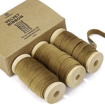 Vitalizart Khaki Velvet Ribbon Set - Perfect Crafting Delight