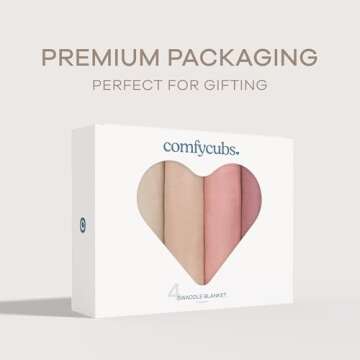 Comfy Cubs Muslin Swaddle Blankets (Pack of 4) - 47” x 47”, Soft Cotton Baby Blanket Set, Large Swaddling Wraps for Newborns - Self-Soothing Baby Swaddle - (Cream, Blush, Bold Blush, Mauve)