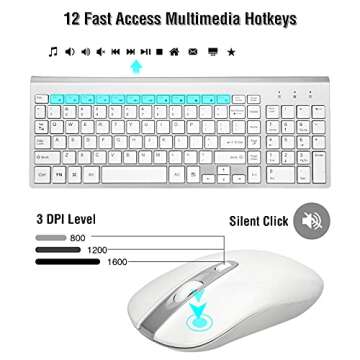 Wireless Keyboard Mouse Combo, RaceGT Energy Saving Silent Ultra-Thin Full Sized Wireless Keyboard and Mouse 3 Level DPI Adjustable Mouse for Computer, Laptop and Desktop