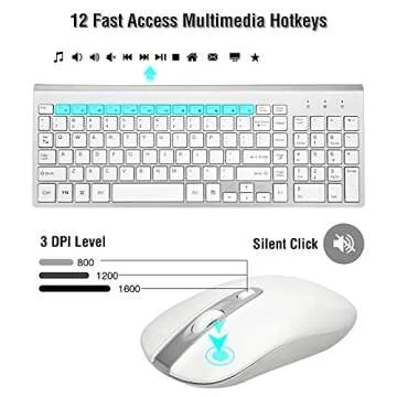 Wireless Keyboard Mouse Combo, RaceGT Energy Saving Silent Ultra-Thin Full Sized Wireless Keyboard and Mouse 3 Level DPI Adjustable Mouse for Computer, Laptop and Desktop