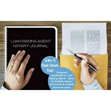 BookFactory Loan Signing Agent Notary Journal/Official Single Signing Notarial Acts Logbook - 100 Pages, Wire-O, 8.5" x 11" (LOG-100-7CW-PP(Loan-Agent-Notary))