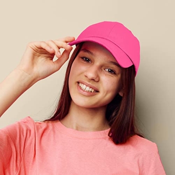 DALIX Women's Hot Pink Cotton Cap Lightweight & Adjustable