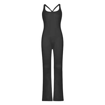 KMBANGI Women Yoga Jumpsuits Sleeveless Workout Bodycon Square Neck One Piece Romper Bodysuit Club S...