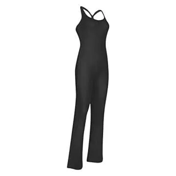 KMBANGI Women Yoga Jumpsuits Sleeveless Workout Bodycon Square Neck One Piece Romper Bodysuit Club Streetwear(D-black,S)
