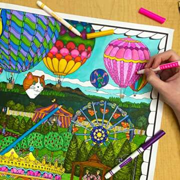Balloon Festival - Giant Wall Size Coloring Poster - 32.5" X 22" (Great for Family Time, Adults, Kid...