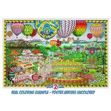 Balloon Festival - Giant Wall Size Coloring Poster - 32.5" X 22" (Great for Family Time, Adults, Kids, Classrooms, Care Facilities and Group Activities - Beautiful Arts Crafts Project on Bright White Paper)
