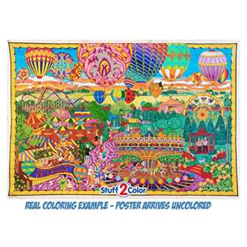 Balloon Festival - Giant Wall Size Coloring Poster - 32.5" X 22" (Great for Family Time, Adults, Kids, Classrooms, Care Facilities and Group Activities - Beautiful Arts Crafts Project on Bright White Paper)