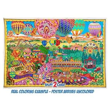 Balloon Festival - Giant Wall Size Coloring Poster - 32.5" X 22" (Great for Family Time, Adults, Kids, Classrooms, Care Facilities and Group Activities - Beautiful Arts Crafts Project on Bright White Paper)