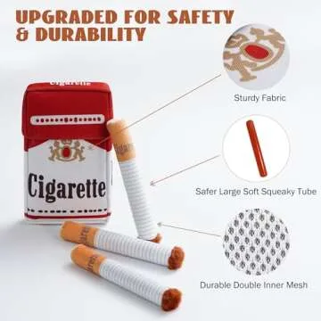 Nocciola 3 Packs Squeaky Puff Stick Toys with a Box, Funny Interactive Plush Dog Toys, Pitbull Husky Frenchie Pug Stuffed Puppy Toys for Small to Medium Breed, Dog Accessories Boy Gift