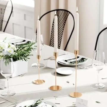 NLBTW Gold Taper Candle Holders Set of 3 Elegant Decor