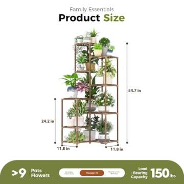 Bamworld Plant Stand Indoor Outdoor Corner Plant Shelf 54.7" Tall Plant Table Wood Large Plant Holder for Multiple Plants Patio Balcony Garden Office Home Decor