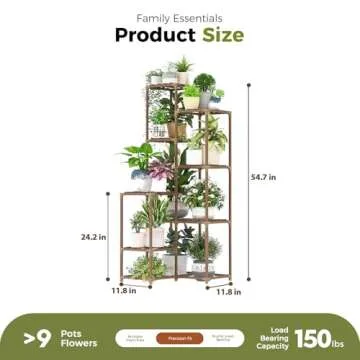 Bamworld Plant Stand Indoor Outdoor Corner Plant Shelf 54.7" Tall Plant Table Wood Large Plant Holder for Multiple Plants Patio Balcony Garden Office Home Decor