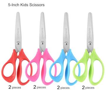Kids Scissors,Small Safety Scissors For Kids,5" Comfort-Grip Handles Sharp Blunt Student Scissors Fo...